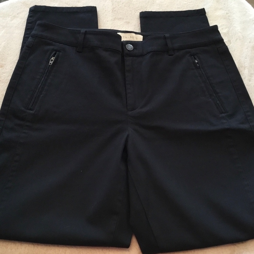 Talbots Black Ankle Pants with Zippered Pockets - Size 8